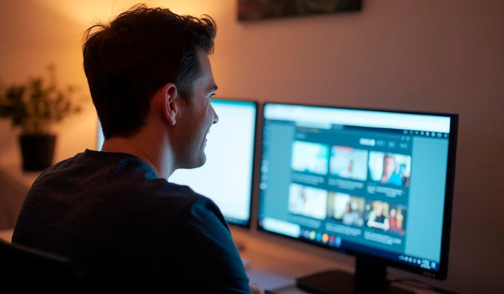 Persona analizando cursos online en su escritorio, representando el trabajo detrás de Valor Formativo